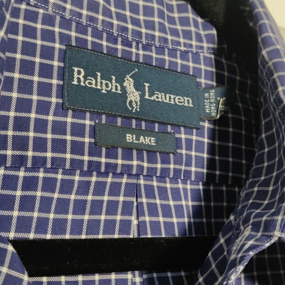Ralph Lauren Blue Square Patterned Button Down - image 2